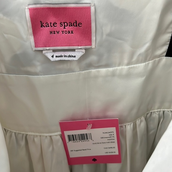 ✨HOST PICK✨ NWT KATE SPADE CREAM AND BLACK LACE MIDI DRESS - Picture 5 of 7